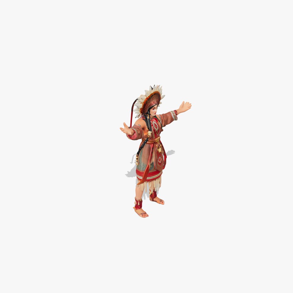 Sun Warrior Rigged and Animated Character Model with Tribal Attire
